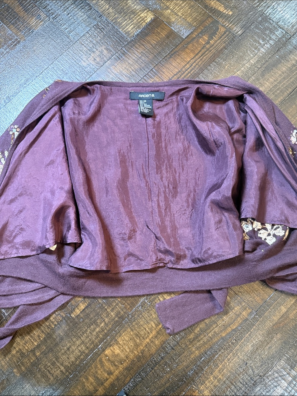 Arden B Y2K Silk Cashmere Beaded Embroidered Tie Front Shrug XS - Picture 11 of 11